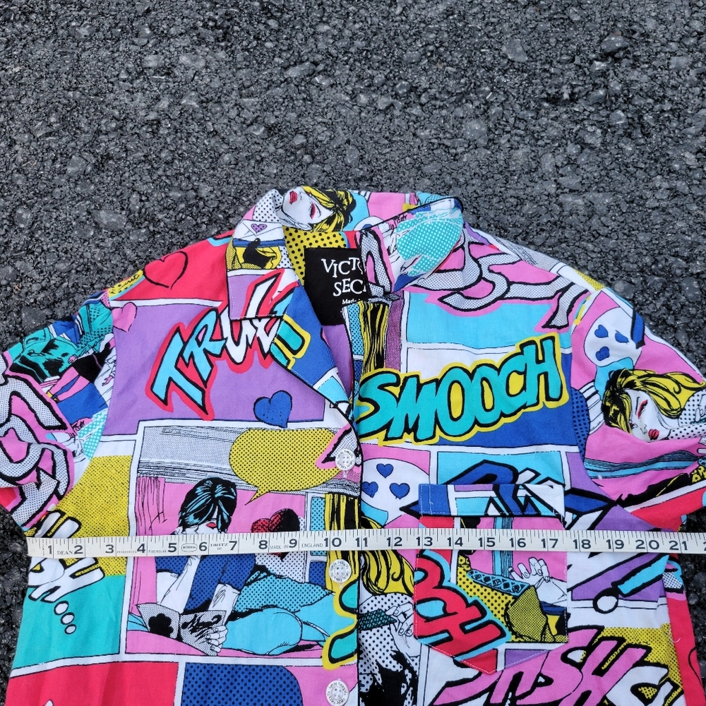Victoria's Secret 90’s Cartoon Comics Pop Art Flannel Pajama Top Size Medium - Picture 4 of 15